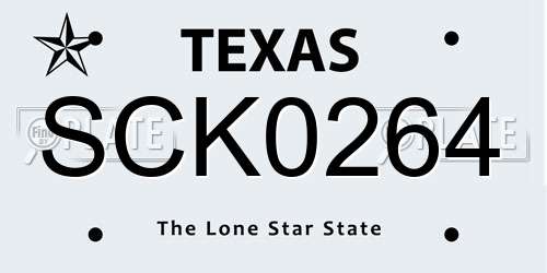 SCK0264 Texas License Plate