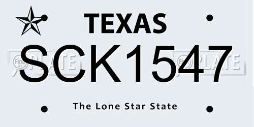 SCK1547 Texas License Plate