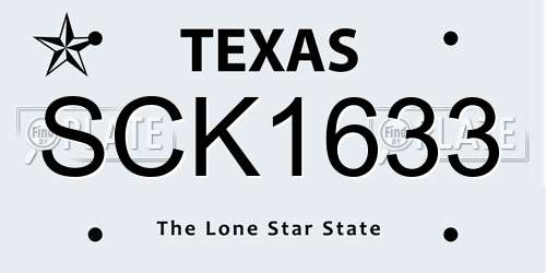 SCK1633 Texas License Plate