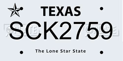 SCK2759 Texas License Plate