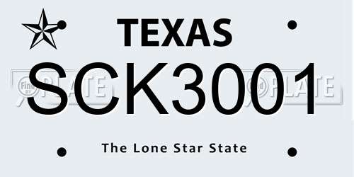 SCK3001 Texas License Plate