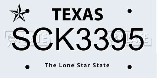 SCK3395 Texas License Plate