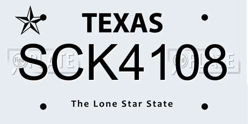 SCK4108 Texas License Plate