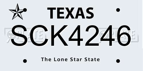 SCK4246 Texas License Plate