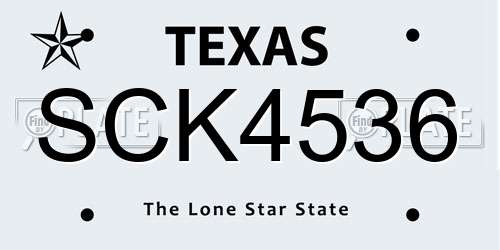 SCK4536 Texas License Plate