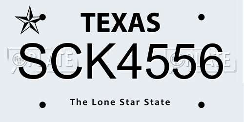 SCK4556 Texas License Plate