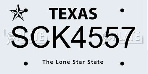 SCK4557 Texas License Plate