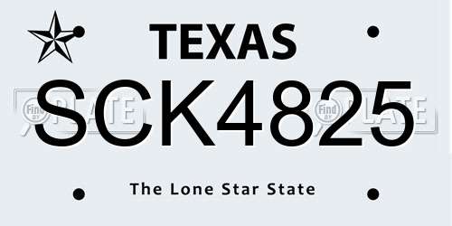 SCK4825 Texas License Plate