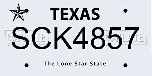 SCK4857 Texas License Plate