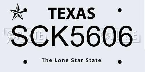 SCK5606 Texas License Plate