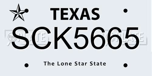 SCK5665 Texas License Plate