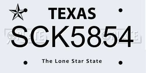 SCK5854 Texas License Plate
