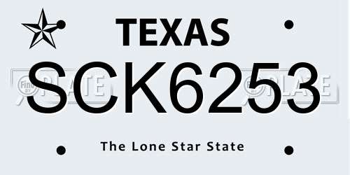 SCK6253 Texas License Plate