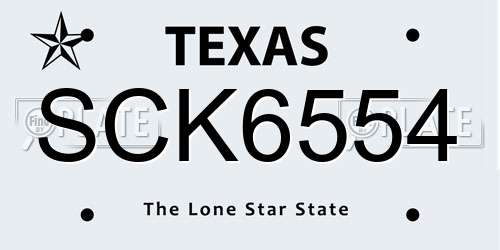SCK6554 Texas License Plate