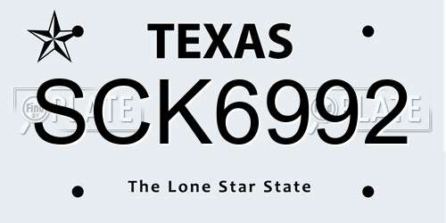 SCK6992 Texas License Plate