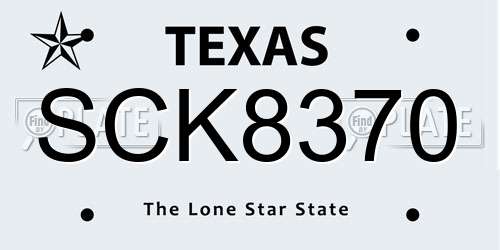 SCK8370 Texas License Plate