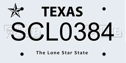 SCL0384 Texas License Plate