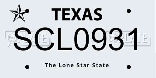 SCL0931 Texas License Plate