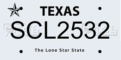 SCL2532 Texas License Plate