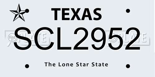 SCL2952 Texas License Plate