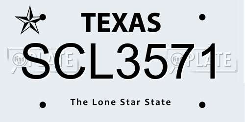 SCL3571 Texas License Plate