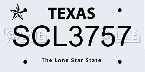 SCL3757 Texas License Plate