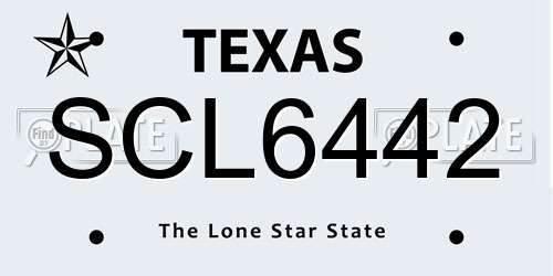 SCL6442 Texas License Plate