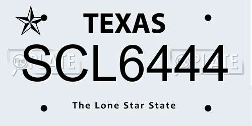 SCL6444 Texas License Plate