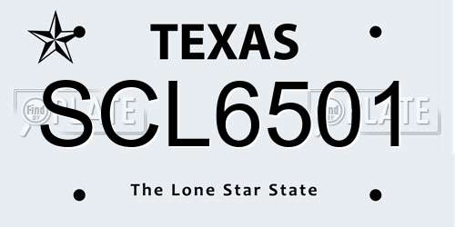 SCL6501 Texas License Plate