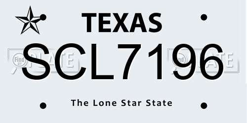 SCL7196 Texas License Plate