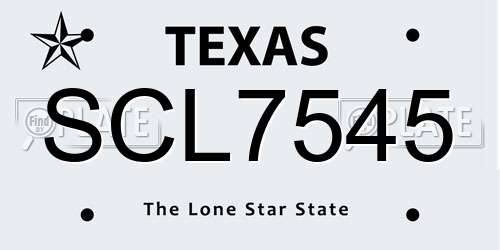 SCL7545 Texas License Plate