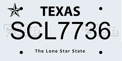 SCL7736 Texas License Plate