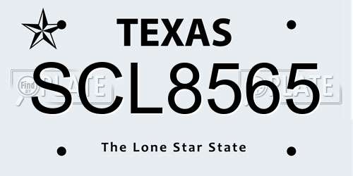 SCL8565 Texas License Plate