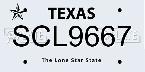 SCL9667 Texas License Plate