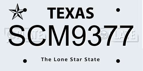 SCM9377 Texas License Plate