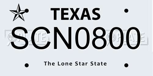 SCN0800 Texas License Plate