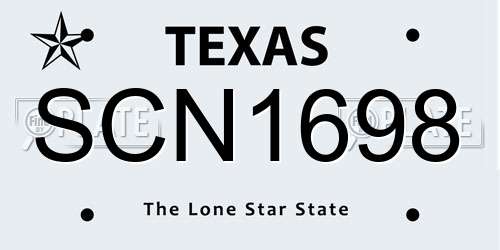 SCN1698 Texas License Plate