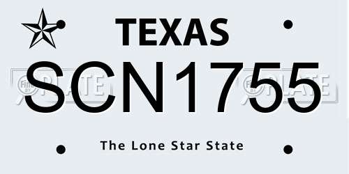 SCN1755 Texas License Plate