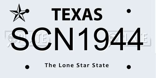 SCN1944 Texas License Plate