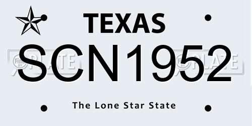 SCN1952 Texas License Plate