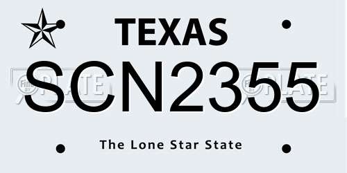 SCN2355 Texas License Plate
