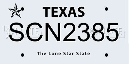 SCN2385 Texas License Plate