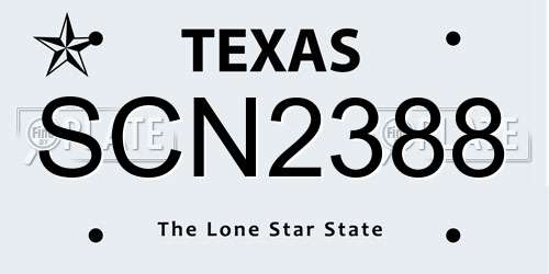 SCN2388 Texas License Plate