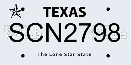 SCN2798 Texas License Plate