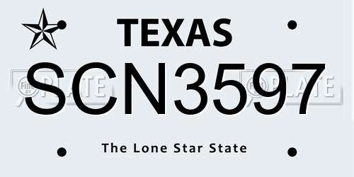 SCN3597 Texas License Plate