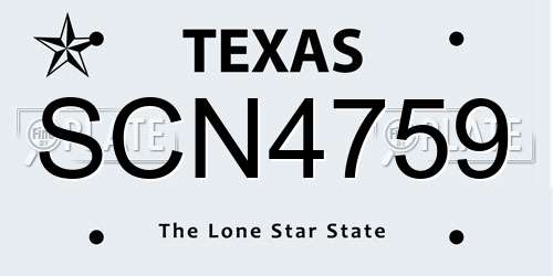 SCN4759 Texas License Plate