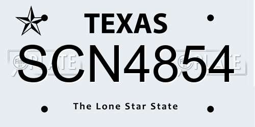 SCN4854 Texas License Plate