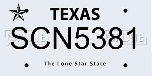SCN5381 Texas License Plate