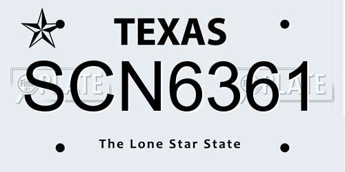 SCN6361 Texas License Plate