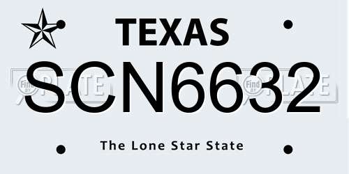 SCN6632 Texas License Plate